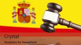  Presentation with court gavel - Theme featuring european court justice - gavel and flag of spain background and a red colored foreground