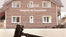  Presentation with gavel - Beautiful PPT theme featuring gavel on wooden house background backdrop and a coral colored foreground