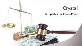  Presentation with gavel - Slide deck featuring gavel scales and money isolated background and a  colored foreground