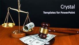  Presentation with gavel - Theme consisting of redemption - gavel scales and money background and a wine colored foreground