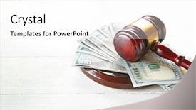  Presentation with gavel - Amazing slides having gavel with money on wooden backdrop and a white colored foreground