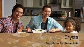  Presentation with dining - Beautiful presentation theme featuring gay - male couple black daughter backdrop and a coral colored foreground