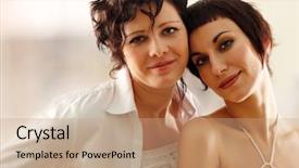  Presentation with women journey - Colorful theme enhanced with gay - women couple happy attractive backdrop and a coral colored foreground