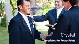  Presentation with wedding rings - Beautiful PPT layouts featuring gay couple exchanges rings backdrop and a wine colored foreground