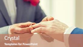  Presentation with wedding ring - Cool new PPT theme with gay couple hands putting wedding backdrop and a coral colored foreground