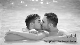  Presentation with family gay - Presentation having gay-couple-relaxing-in-swimming background and a light gray colored foreground
