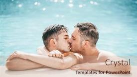  Presentation with family gay - Theme with gay-couple-relaxing-in-swimming background and a coral colored foreground