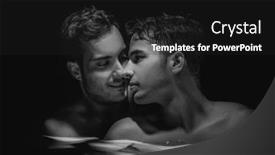  Presentation with family gay - Presentation theme enhanced with gay-couple-relaxing-in-swimming background and a dark gray colored foreground
