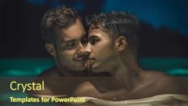  Presentation with family gay - Slide set having gay-couple-relaxing-in-swimming background and a tawny brown colored foreground