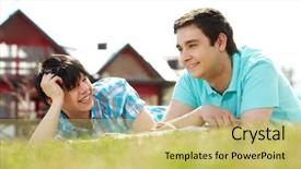  Presentation with summer camp volunteer orientation - Cool new presentation with gay couple spending summer vacation backdrop and a  colored foreground