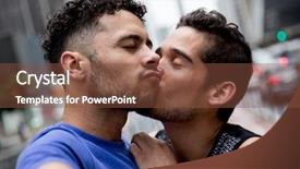  Presentation with gay - Slide deck enhanced with gay couple taking a selfie background and a tawny brown colored foreground