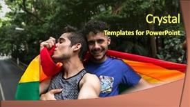  Presentation with rainbow pride - Beautiful PPT layouts featuring gay couple taking a selfie backdrop and a tawny brown colored foreground