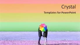  Presentation with gay rights - Slides having gay couple with colorful umbrella background and a coral colored foreground