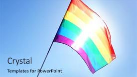  Presentation with gay pride - PPT theme enhanced with gay flag on blue sky background and a light blue colored foreground