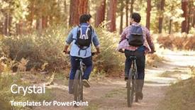  Presentation with woodland - Slide deck enhanced with gay male couple cycling through fall woodland background and a coral colored foreground