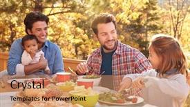  Presentation with family gay - PPT theme enhanced with gay male couple having outdoor background and a coral colored foreground
