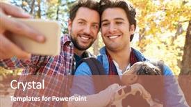  Presentation with baby walk - Slide deck enhanced with gay male couple with baby background and a coral colored foreground