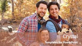  Presentation with family gay - Slide set featuring gay male couple with children background and a coral colored foreground