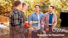  Presentation with gay - Beautiful PPT theme featuring gay male friends enjoying barbeque backdrop and a tawny brown colored foreground