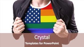  Presentation with gay pride - Presentation with gay pride - businessman stretching suit with american background and a coral colored foreground