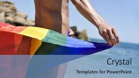  Presentation with gay rainbow flag - PPT layouts having gay pride - closeup of a naked young background and a teal colored foreground