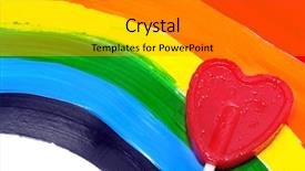  Presentation with lollipop - PPT theme having gay pride - lollipop heart-shapped over a rainbow background and a gray colored foreground