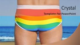  Presentation with rainbow pride - Amazing slides having gay pride - someone wearing a rainbow swimsuit backdrop and a coral colored foreground