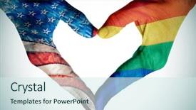  Presentation with hands heart - Colorful presentation enhanced with gay pride - woman hands forming a heart backdrop and a sky blue colored foreground