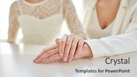  Presentation with married couple - PPT theme consisting of gay wedding - people homosexuality same-sex marriage background and a coral colored foreground