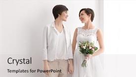  Presentation with married couple - PPT layouts featuring gay wedding concept happy married lesbian background and a light gray colored foreground