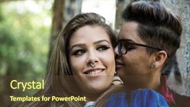  Presentation with youth - Cool new presentation theme with gay youth - lesbian couple enjoying the moment backdrop and a tawny brown colored foreground