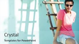  Presentation with mens fashion portrait - PPT layouts featuring gay youth - portrait of a young handsome background and a sky blue colored foreground