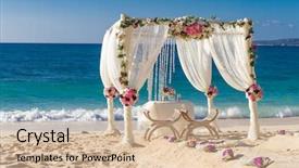  Presentation with tropical wedding - Theme with gazebo - beach wedding set up tropical background and a soft green colored foreground
