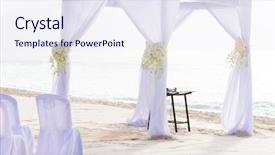  Presentation with beach wedding - Amazing PPT theme having gazebo - beautiful wedding arch cabana backdrop and a sky blue colored foreground