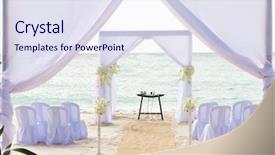  Presentation with beach wedding - Beautiful slide deck featuring gazebo - beautiful wedding arch cabana backdrop and a  colored foreground