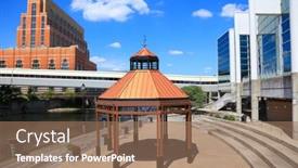  Presentation with walking trail - Presentation having gazebo-in-lansing-downtown background and a coral colored foreground