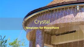  Presentation with water fountain - Amazing presentation design having gazebo-roof-with-water-pipe backdrop and a tawny brown colored foreground