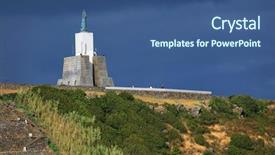  Presentation with island resort - Slides enhanced with gazebo torch monument famous landmark background and a  colored foreground