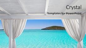  Presentation with turquoise beach - Audience pleasing theme consisting of gazebo white in formentera ibiza backdrop and a  colored foreground