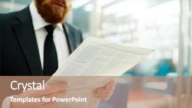  Presentation with newspaper - Theme having gazette - businessman reading daily newspaper background and a coral colored foreground