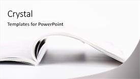  Presentation with open an account - Audience pleasing theme consisting of gazette - detail of open magazine close-up backdrop and a  colored foreground