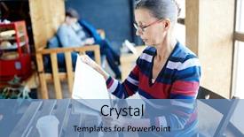  Presentation with news - Cool new PPT theme with gazette - serious female reading fresh news backdrop and a  colored foreground