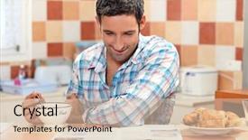  Presentation with breakfast - Beautiful theme featuring gazette - smiling man having continental breakfast backdrop and a lemonade colored foreground