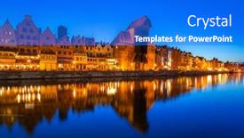  Presentation with river port - Cool new PPT theme with gdansk at night with historic port crane reflected in motlawa river poland backdrop and a cobalt blue colored foreground