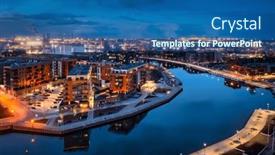  Presentation with area - PPT theme featuring gdansk-city-by-the-motlawa background and a ocean colored foreground