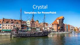  Presentation with crane - Cool new presentation with gdansk old town and famous crane polish zuraw motlawa river in poland the city also known as danzig and the city of amber backdrop and a teal colored foreground