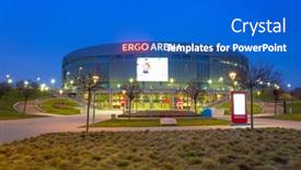  Presentation with sports arena - Beautiful PPT theme featuring gdansk-poland-march-10-2015 backdrop and a cobalt blue colored foreground