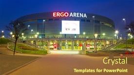  Presentation with sports arena - Presentation consisting of gdansk-poland-march-10-2015 background and a tawny brown colored foreground