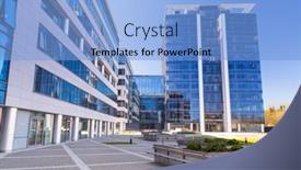  Presentation with office buildings - Slide set consisting of detail of violin being played by a musician background and a light gray colored foreground