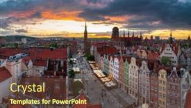  Presentation with town hall - Slide deck consisting of gdansk-poland-may-23-2021 background and a tawny brown colored foreground